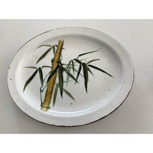 Rangoon Midwinter Stonehenge Oval Serving Platter 12” Bamboo Print